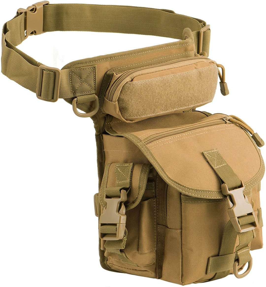 Tactical drop leg bag for men, water-resistant, ideal for outdoor activities, adventure & motorcycling.
