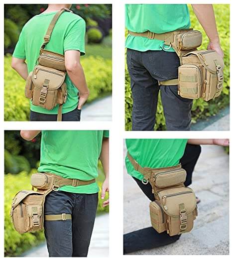 Men's versatile utility pouch drop leg bag, water-resistant, robust oxford fabric for daily adventures.