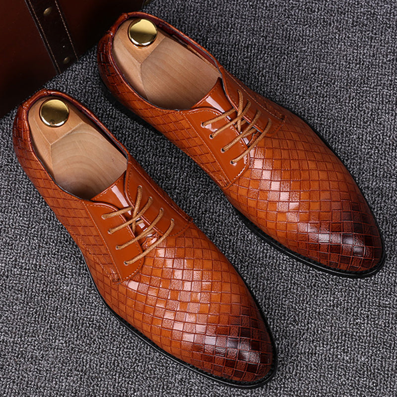 Men's elegant black leather lace-up dress shoes for business meetings, office wear, and formal occasions.