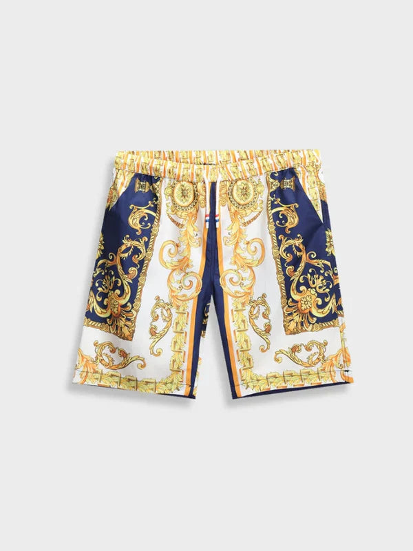 Elegant men's two-piece summer outfit for men, featuring a distinct Italian Baroque pattern.