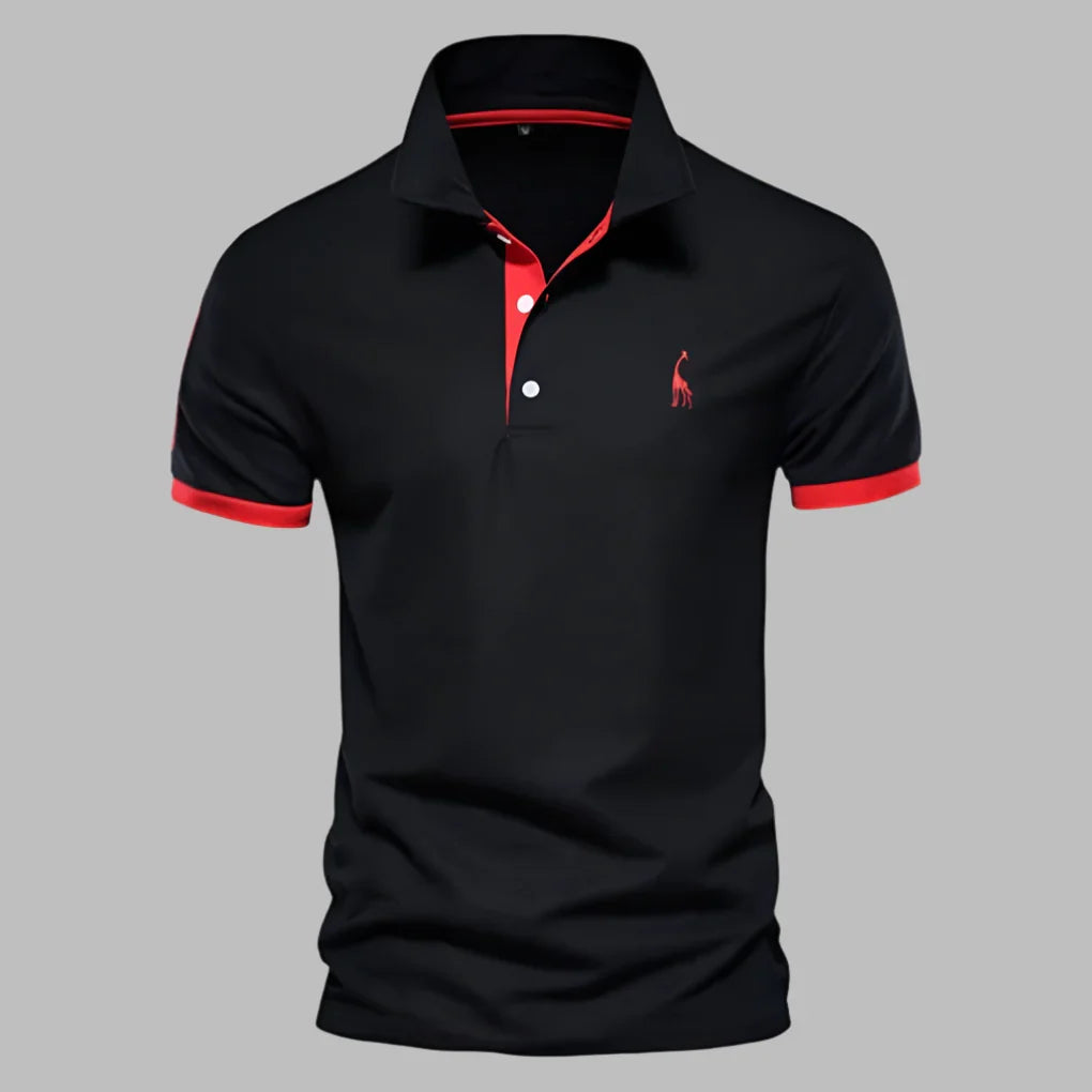 Versatile men's classic polo shirt in black, perfect for business casual and comfort.