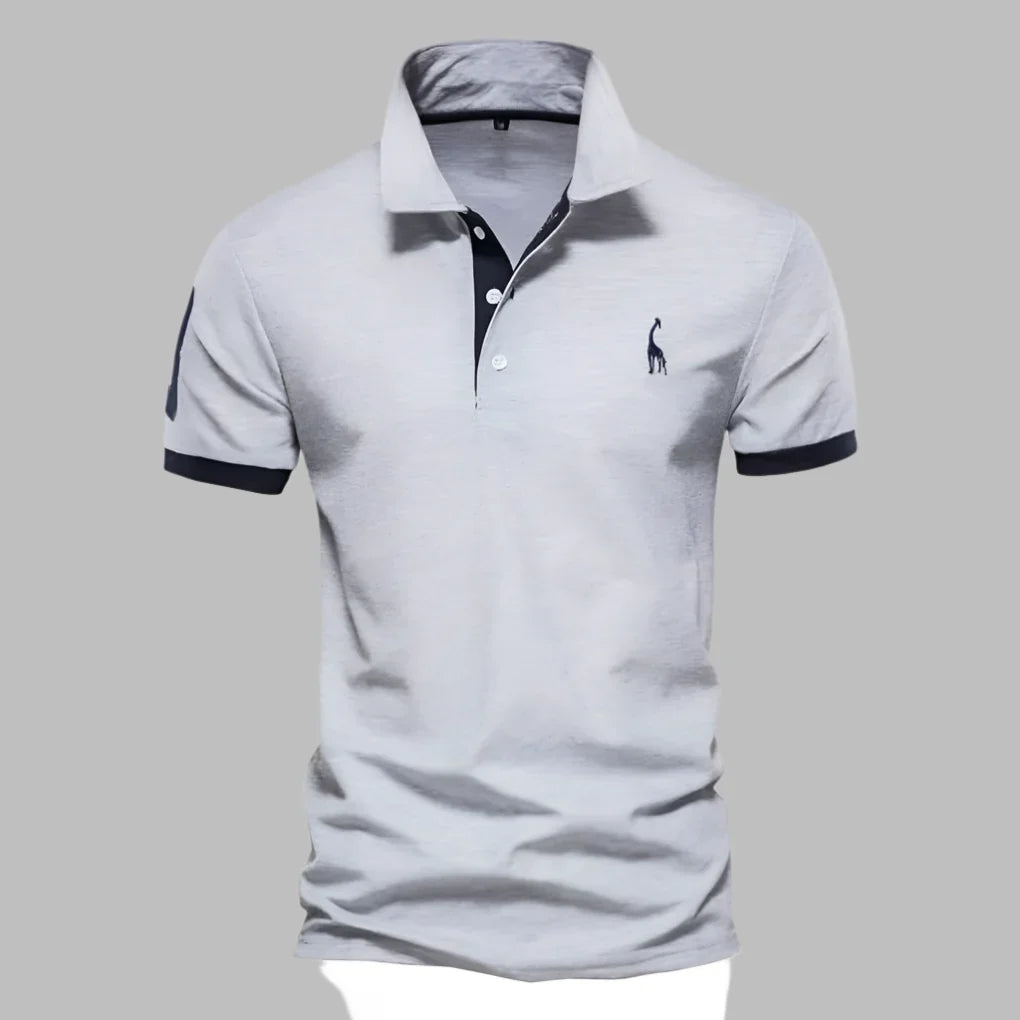 Comfortable men's polo shirt with button placket, perfect for elegant smart casual men's apparel.