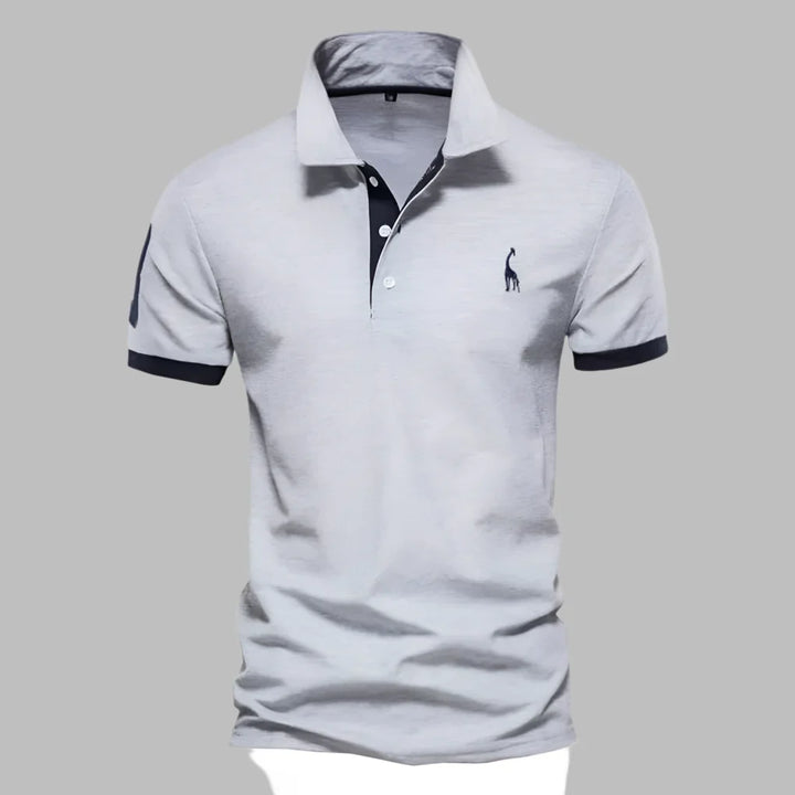 Comfortable men's polo shirt with button placket, perfect for elegant smart casual men's apparel.