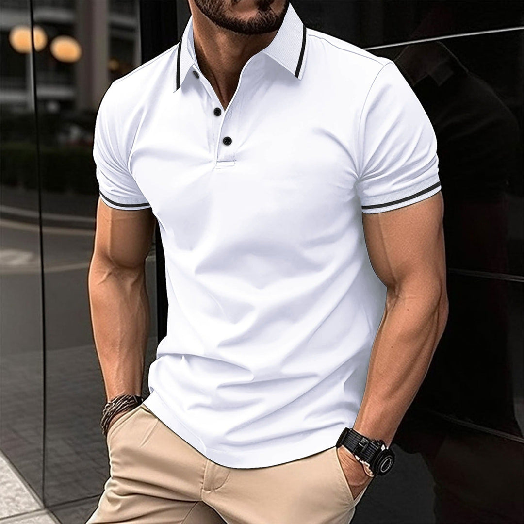 Stylish men's short sleeve polo, ideal summer wear. Elegant and versatile for modern men's fashion.