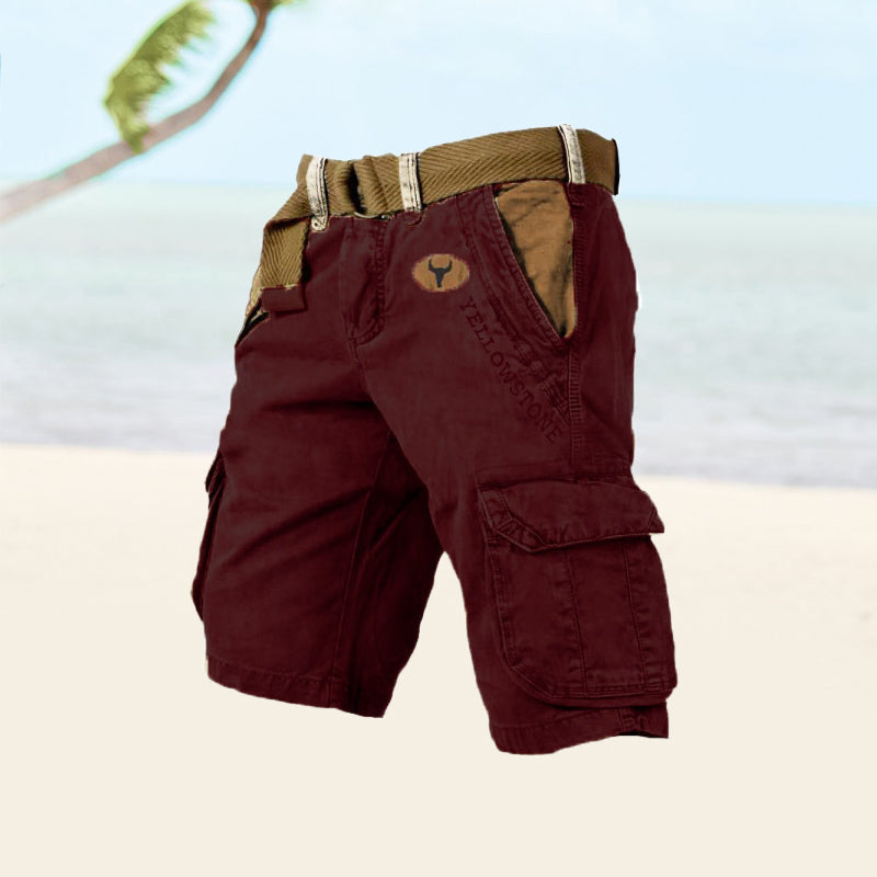 Comfortable men's cargo shorts with multiple pockets, ideal for outdoor activities & summer.