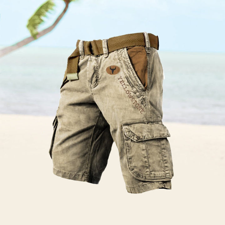 Multi-pocket men's casual cargo shorts, perfect for summer adventures & everyday comfort.