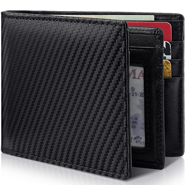 Perfect gift: Men's genuine leather RFID blocking bifold wallet. Stylish, secure, & durable.