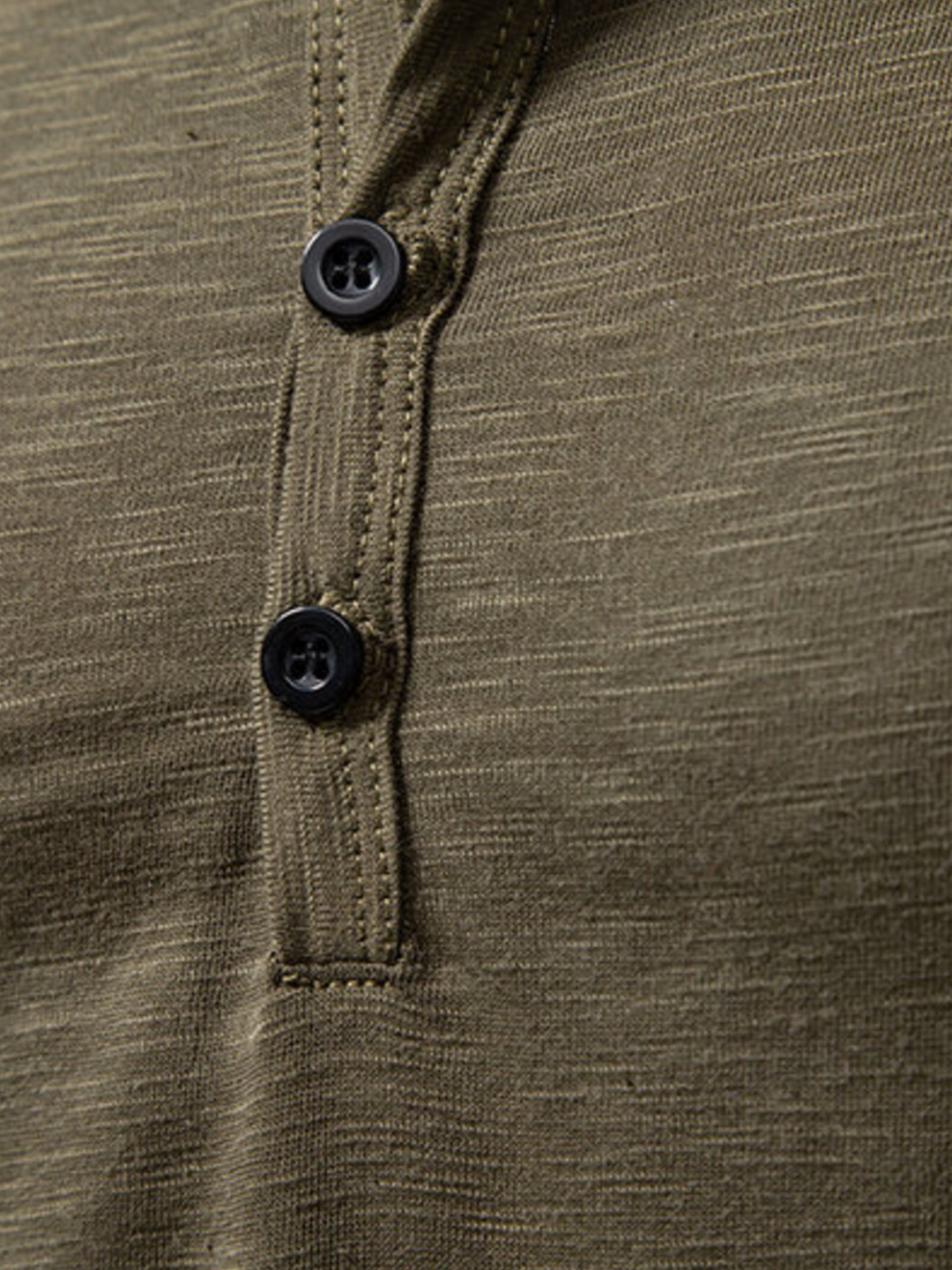 Stylish men's Henley long sleeve t-shirt with classic button detail. Comfortable, versatile casual top for everyday wear.