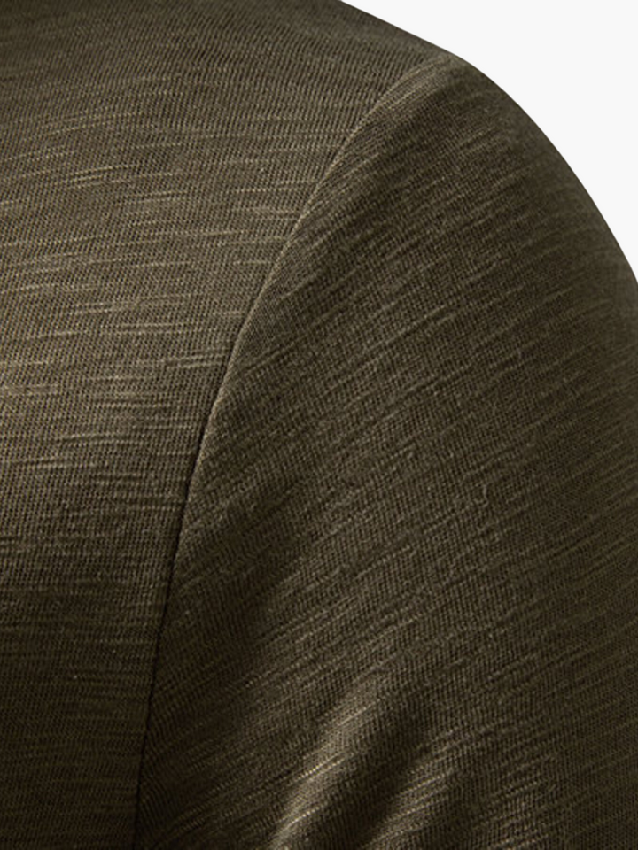 Comfortable men's long sleeve Henley t-shirt. Ideal for everyday wear & a relaxed fit. A versatile casual top for men.