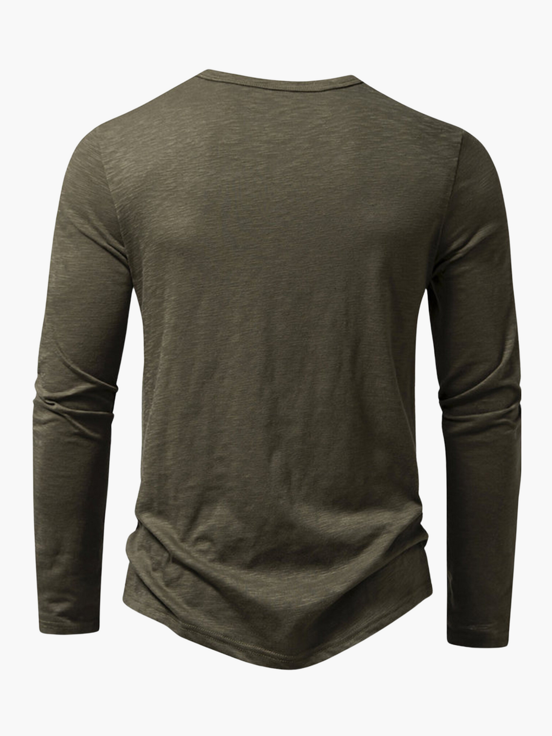 Classic White Men's Henley Long Sleeve T-Shirt. Comfortable, stylish, & perfect for everyday casual wear & relaxed fit.