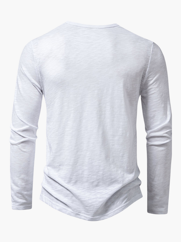 Heather Gray Men's Henley Long Sleeve T-Shirt. Relaxed fit & comfortable for daily wear or a layered fashion look.
