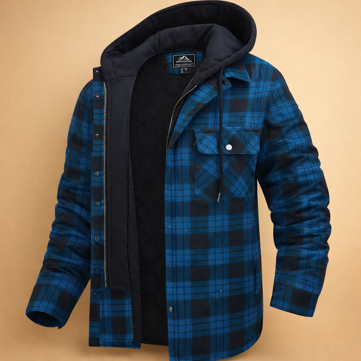 Comfortable men's hooded jacket, versatile style, front closure, essential for modern casual fashion.