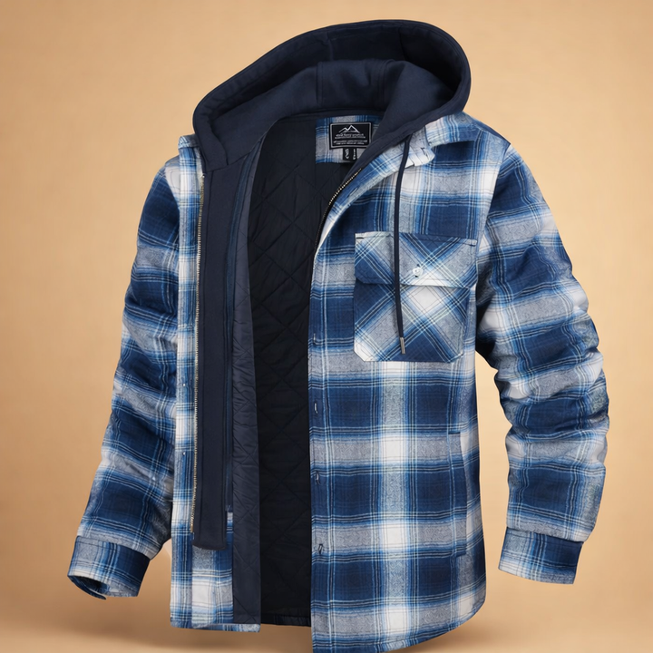 Stylish men's hooded jacket, all-season versatile outerwear with a modern fit and front closure.