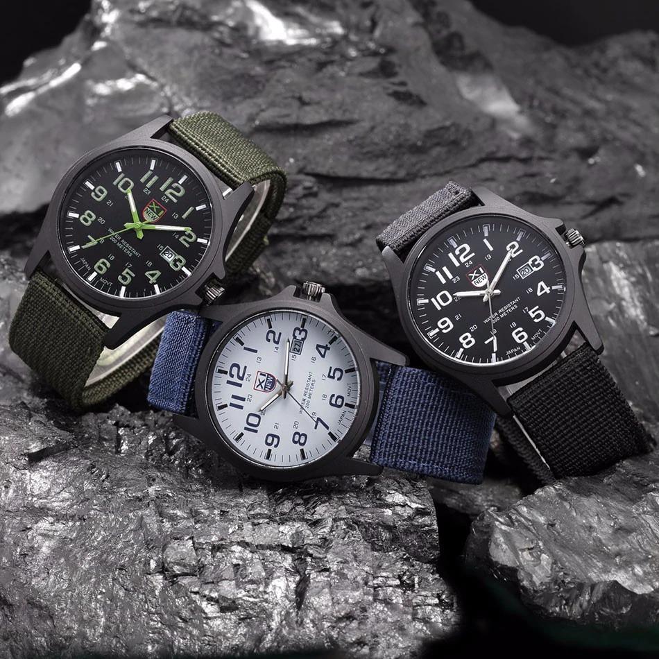 Men's durable illuminated tactical watch, essential gear for outdoor adventurers.