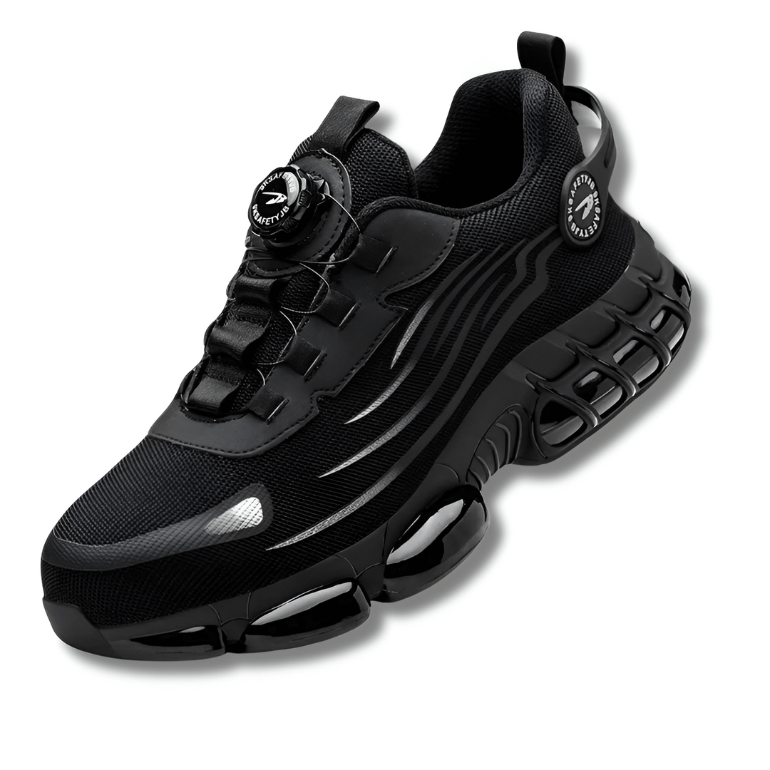 Men's indestructible safety sneakers with steel toe, puncture resistant sole, and non-slip grip. Ultimate work shoes.