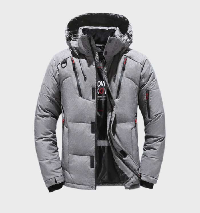 Men's insulated parka jacket with a fleece lining, providing waterproof & windproof protection for winter.