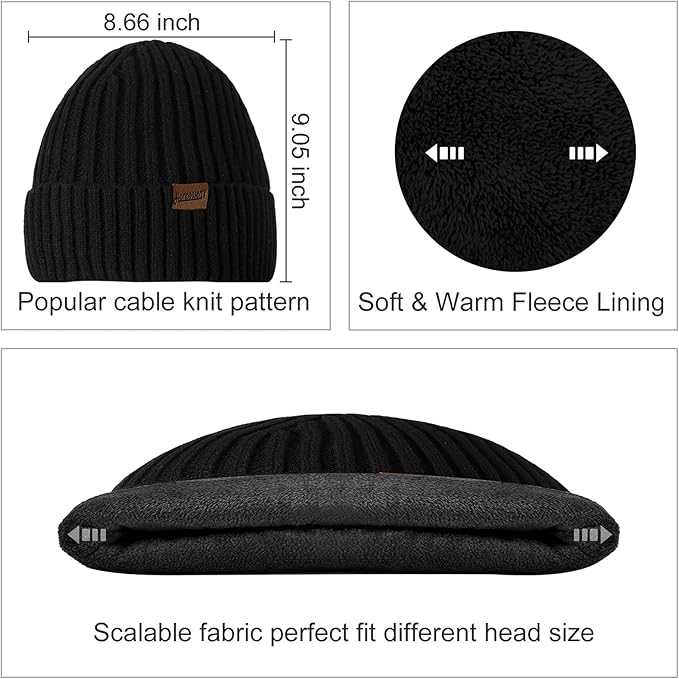 Men's versatile winter set: Beanie, long scarf & touchscreen gloves for chilly days.