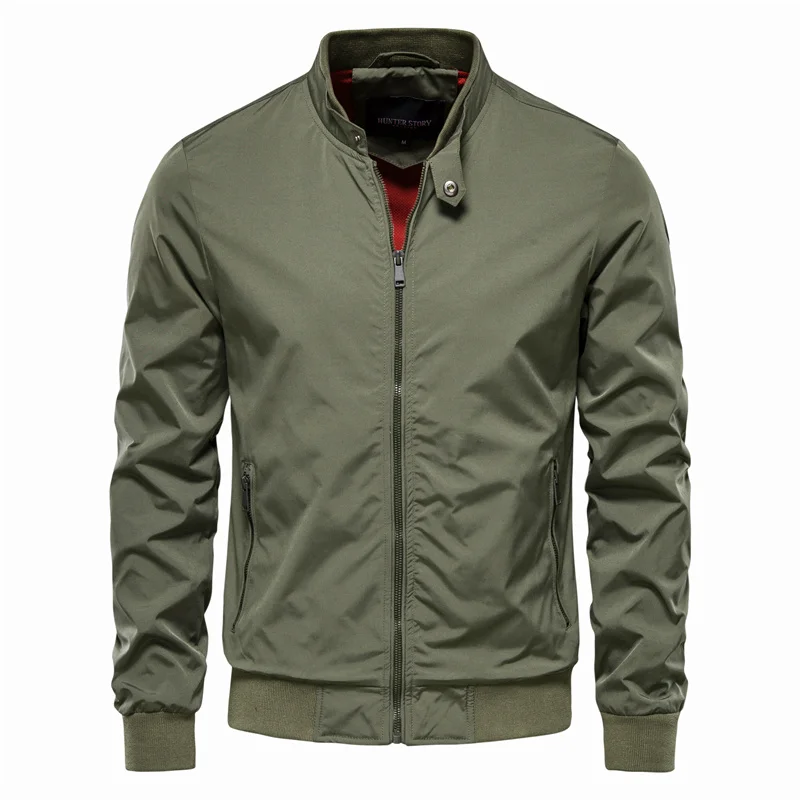 Casual men's zip-up windbreaker, lightweight & sporty. Ideal activewear outerwear for spring, summer, or fall.