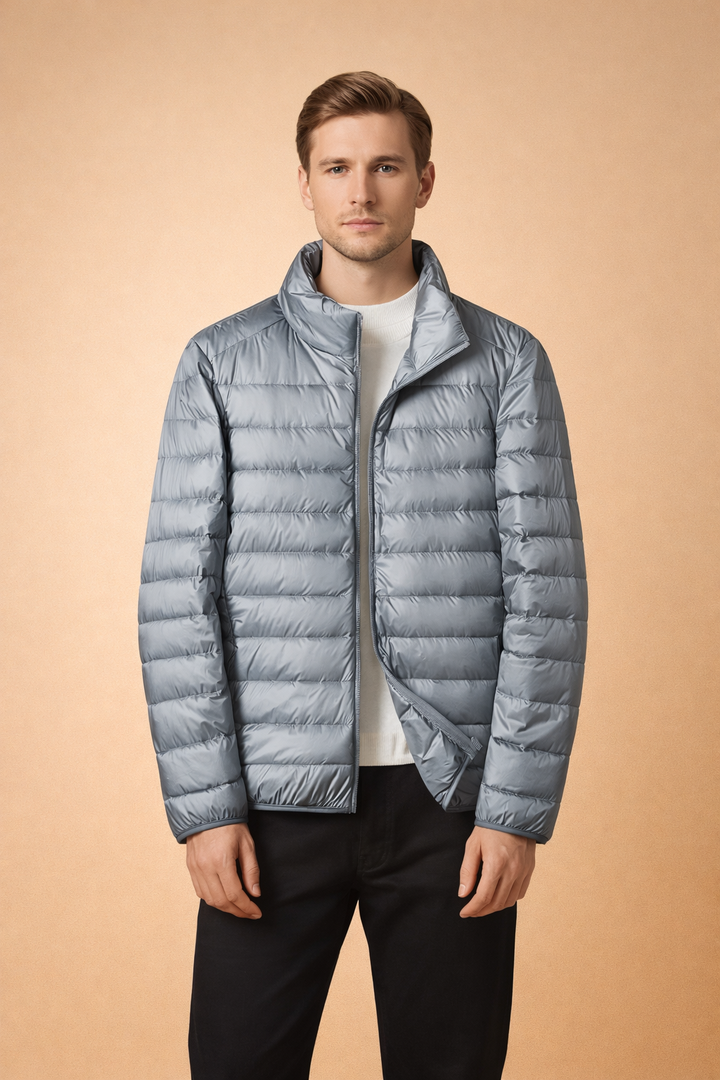Versatile men's zip jacket, lightweight & quilted, great for casual outings & stylish layering.