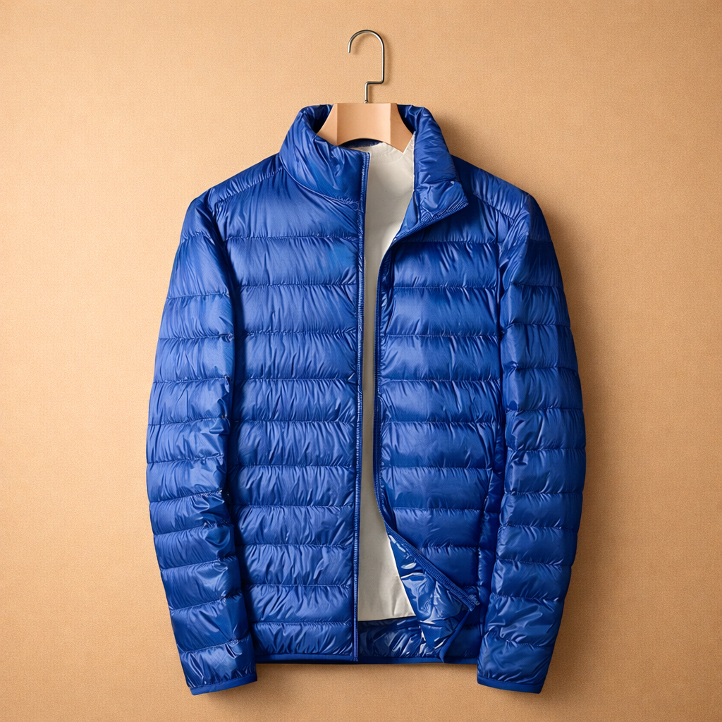 Modern men's lightweight quilted zip jacket, perfect for urban fashion & a stylish, comfortable fit.