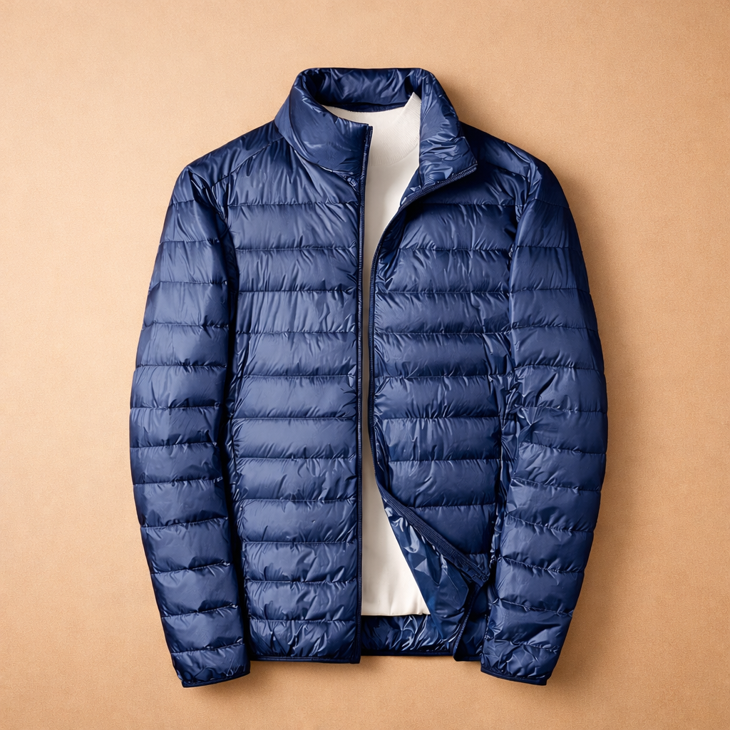 Men's lightweight quilted zip-up outerwear, a stylish & warm fall/winter jacket for casual fashion.