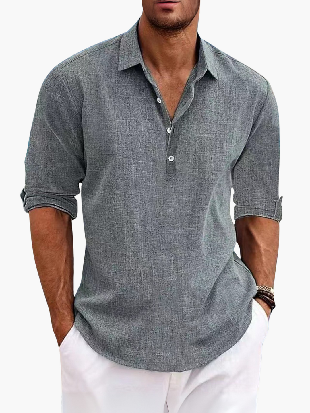 Modern men's lightweight short sleeve polo. A cool and comfortable summer shirt for casual wear and warm weather.