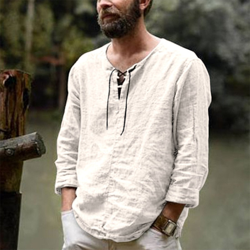 Casual men's relaxed fit V-neck t-shirt for summer. Ideal for warm weather.