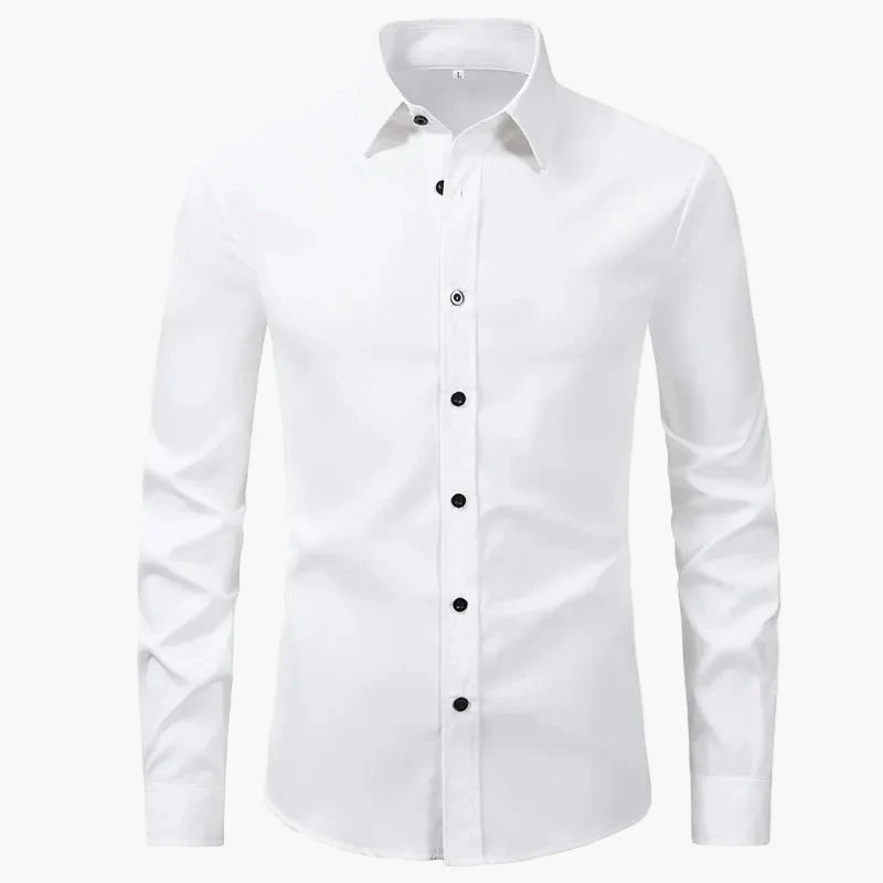 Men's long sleeve button-up dress shirt. Ideal for formal, business, office wear & casual men's fashion.