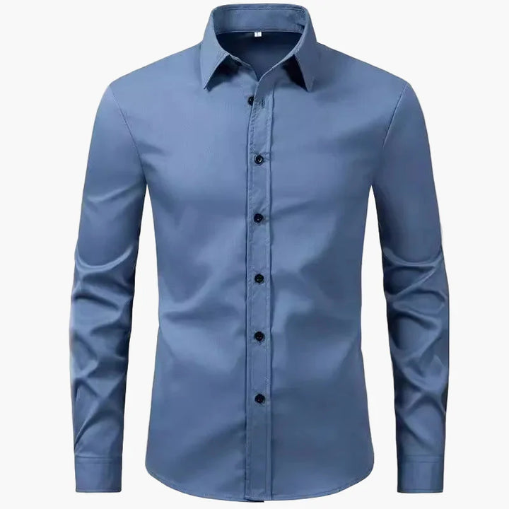High-quality men's long sleeve button-up shirt. Essential dress shirt for professional business attire & office wear.