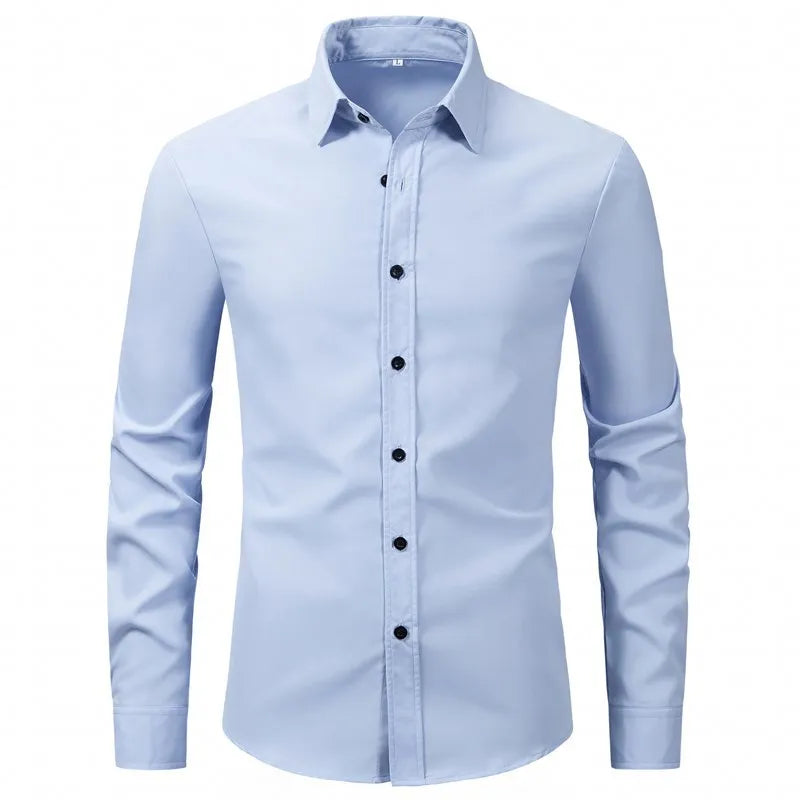Professional men's long sleeve dress shirt. Durable button-up work shirt, ideal for business and office wear.