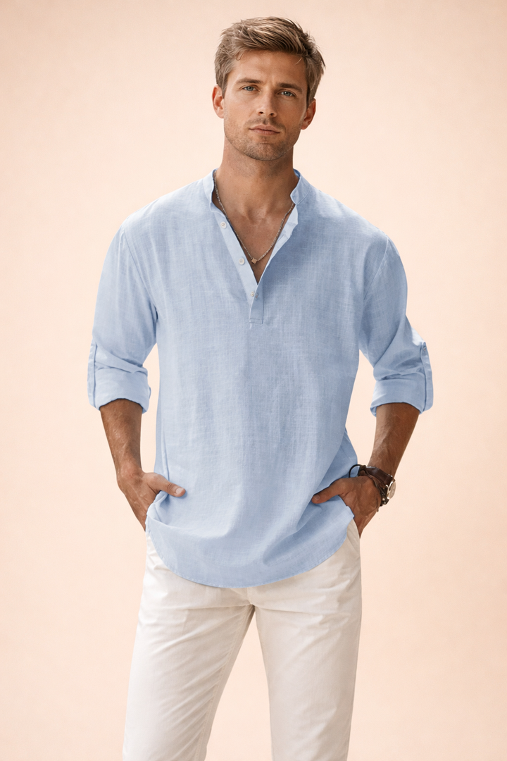 Relaxed fit men's long sleeve crew neck, perfect for casual spring and fall fashion.