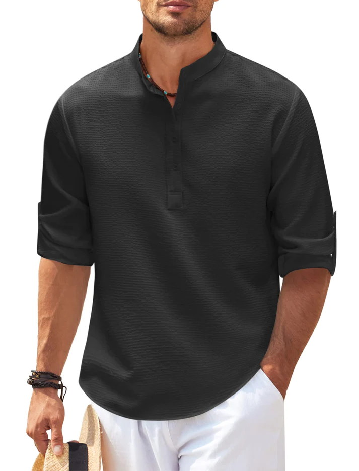 Men's long sleeve urban casual shirt. Stylish & comfortable top for modern men's everyday fashion.