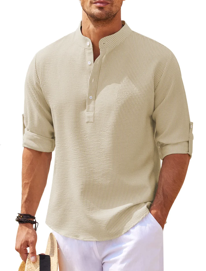 Stylish men's urban casual long sleeve shirt. Modern look for men's fashion & comfortable everyday wear.