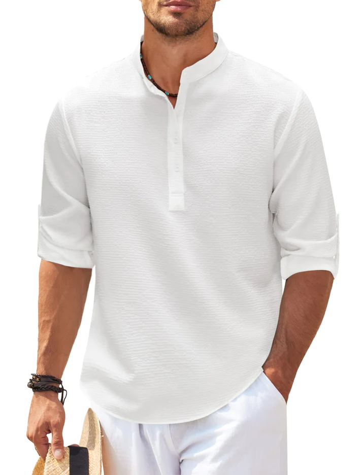 Versatile men's urban long sleeve casual shirt. Comfortable everyday top for modern and stylish men's fashion.