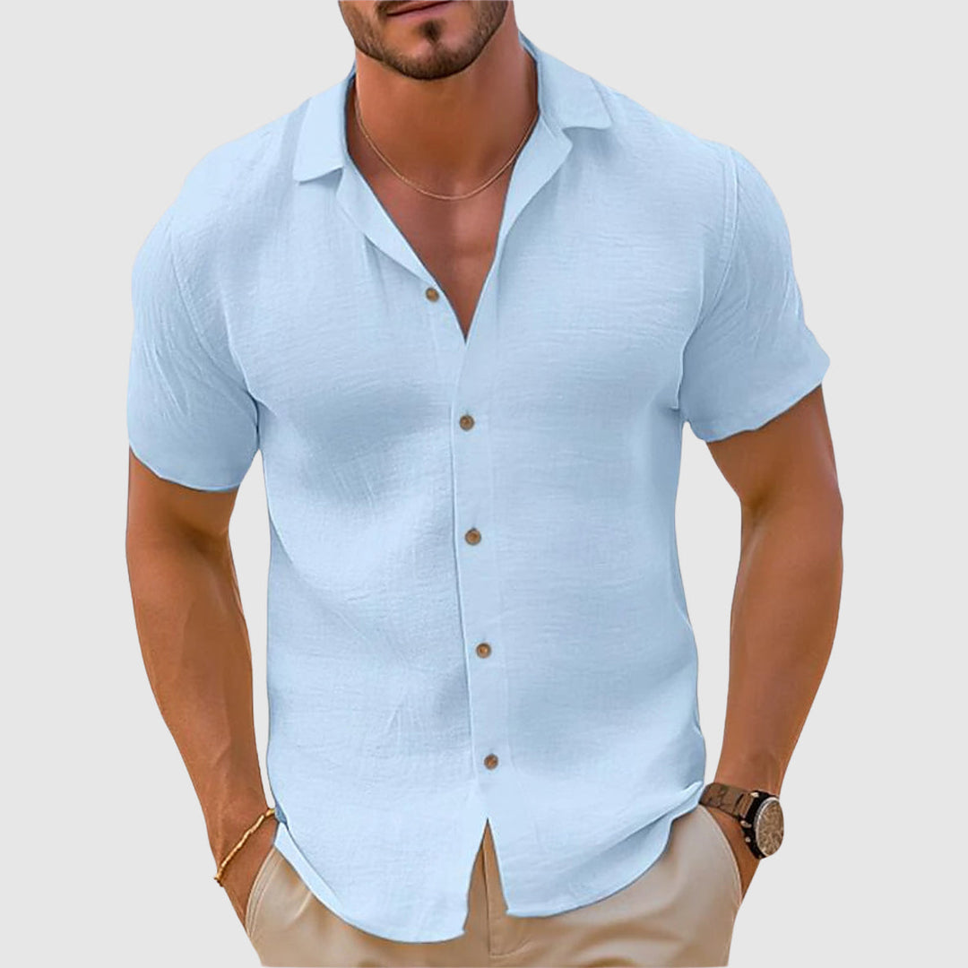 Comfortable men's fashion polo shirt, perfect for versatile everyday wear & luxe loungewear. Stylish summer top.