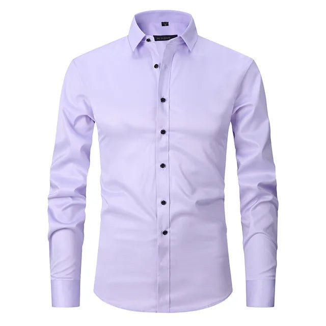 Easy-care Wrinkle-Free Stretch men's dress shirt, Noah, ensuring a crisp, neat look all day long.