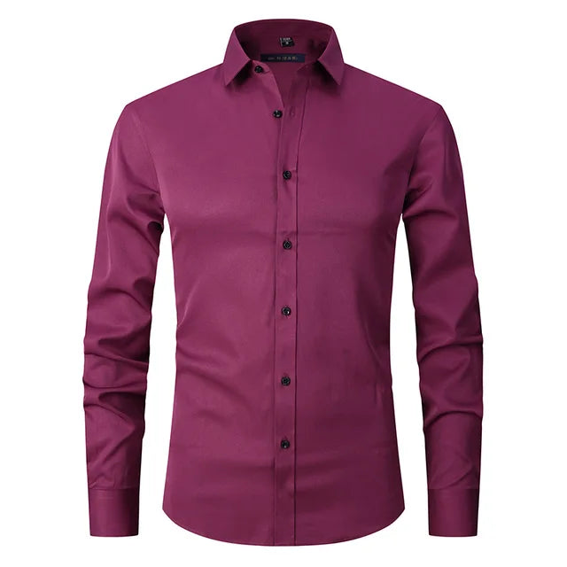 Classic button-down collar on a Noah Wrinkle-Free Stretch Dress Shirt, ready for business or casual attire.