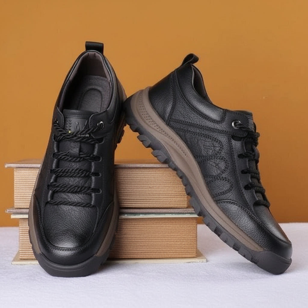 Outdoor men's waterproof orthopedic walking shoes with arch support, perfect for active lifestyles.