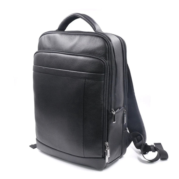 Versatile men's leather anti-theft backpack, featuring a biometric fingerprint lock for ultimate security during travel.