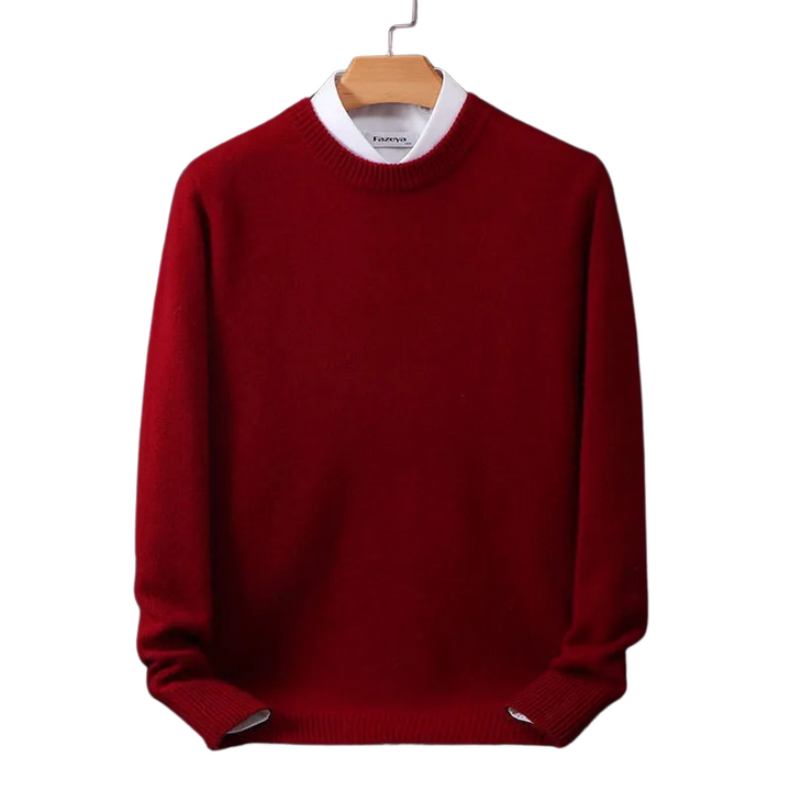 Men's warm round neck pullover sweater, a comfortable and versatile piece for autumn and winter outfits.
