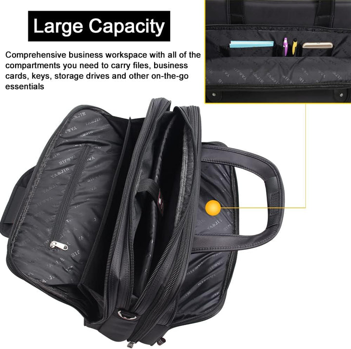 Practical men's canvas laptop business bag. Functions as a professional briefcase, tote, & work bag.