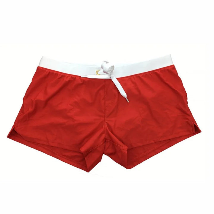 Close-up of men's quick-dry swim shorts fabric. Breathable, durable swimwear for beach & pool.
