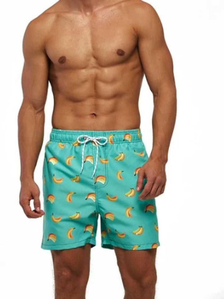 Men's quick-dry swimming shorts in blue, perfect for summer beachwear & poolside activities.