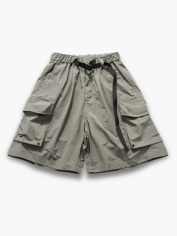 Durable men's outdoor cargo shorts, relaxed fit with elastic waist and integrated belt for ultimate comfort & function.
