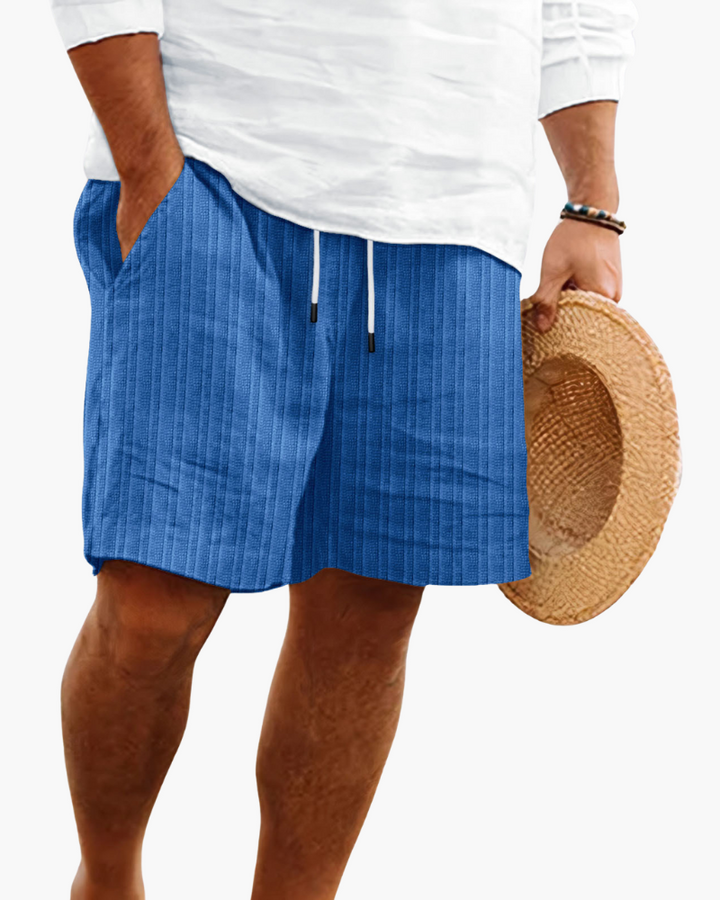 Men's relaxed fit drawstring shorts, perfect for casual summer wear, everyday comfort, and beach adventures.