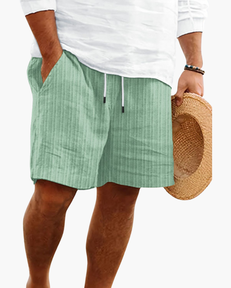 Lightweight men's relaxed fit drawstring shorts, ideal beachwear & vacation shorts for ultimate summer comfort.
