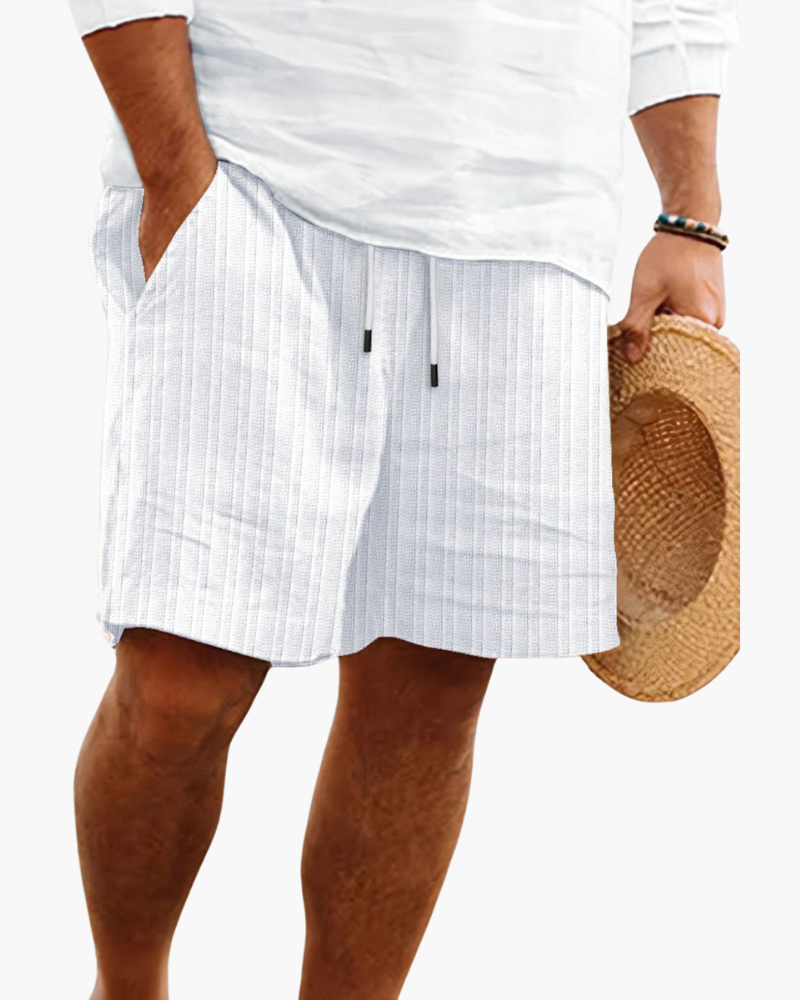 Versatile men's relaxed fit drawstring shorts, an essential for casual summer outfits and vacation comfort.