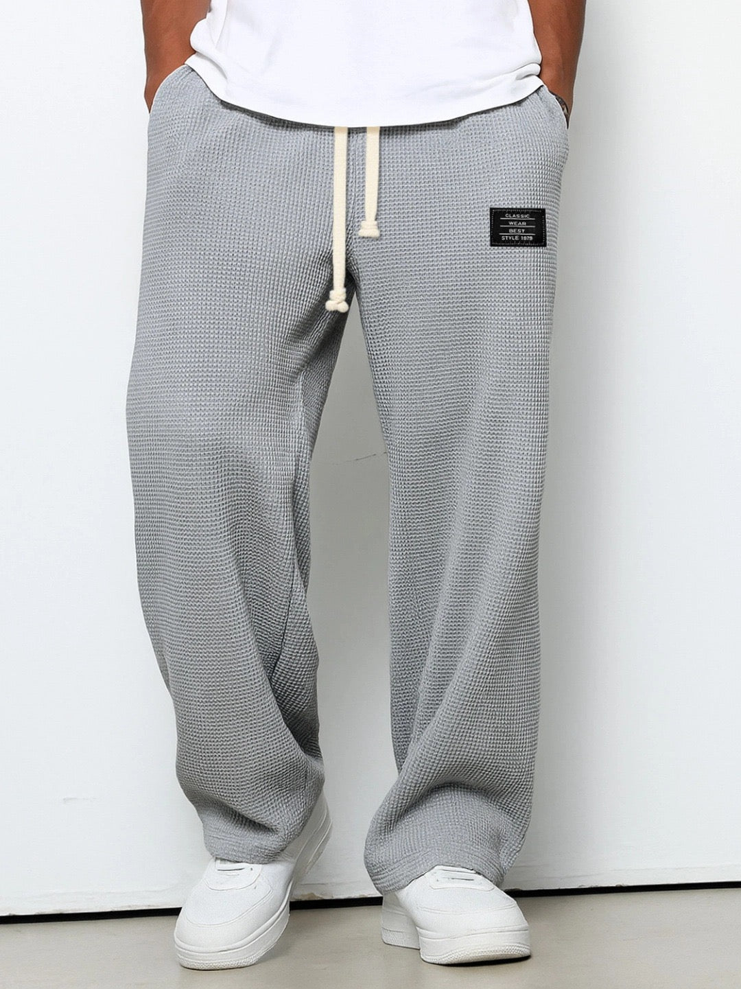 Soft knit men's casual pants, relaxed fit drawstring sweatpants for ultimate everyday comfort.