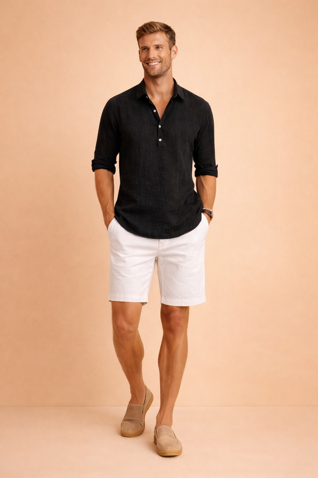 Men's short sleeve button-down shirt, relaxed fit, perfect as a versatile summer shirt for any casual occasion.