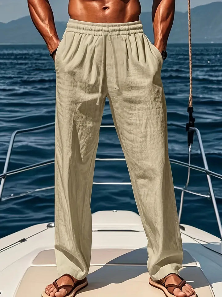 Men's relaxed fit summer trousers, lightweight & breathable for ultimate comfort. Stylish casual pants for travel & holidays.